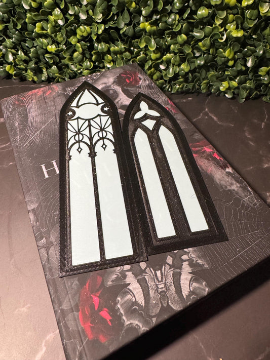 Gothic Window Bookmark Set (2 Pack) | 3D Printed Cathedral Arch Bookmarks | Stained Glass Style | Book Lover Gift