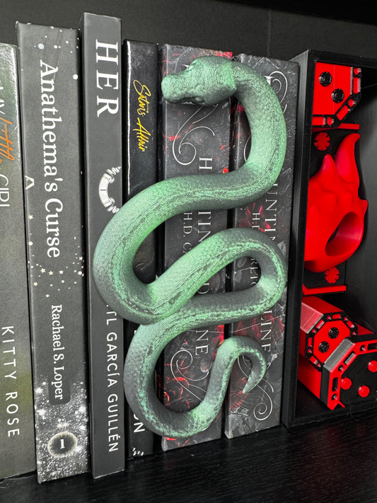 Snake Bookshelf Decor with Hidden Book Plate