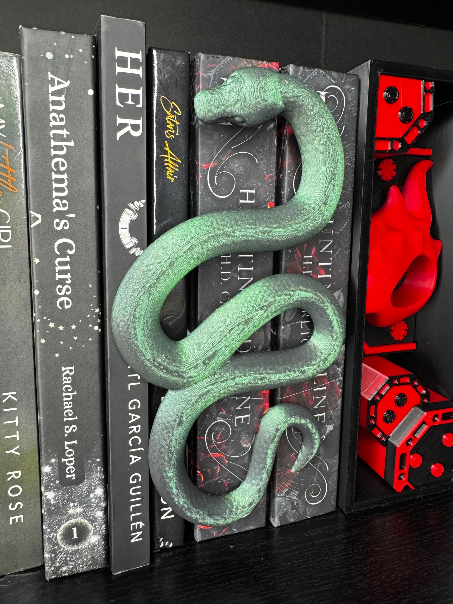 Snake Bookshelf Decor with Hidden Book Plate