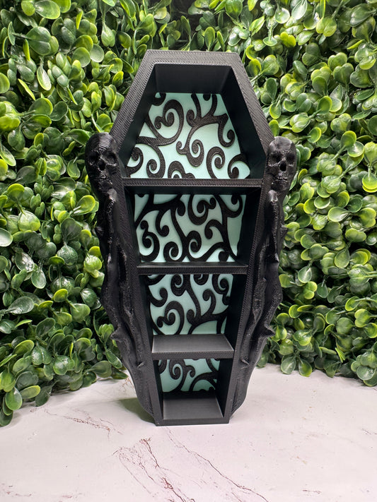 Mini Coffin Trinket Shelf | Freestanding Gothic Shelf | Dark Academia Decor | Spooky Cute Display