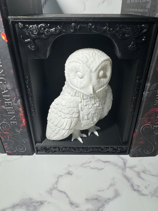 Snowy Owl Book Nook Insert | Owl Bookshelf Decor | Dark Academia Shelf Insert | Gothic Frame Booknook