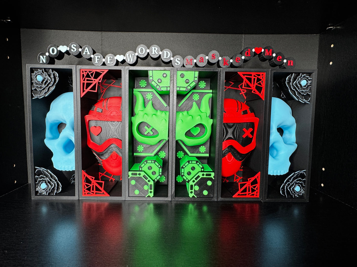 Poker Mask Booknook Bookends Set – Heart & X Masks