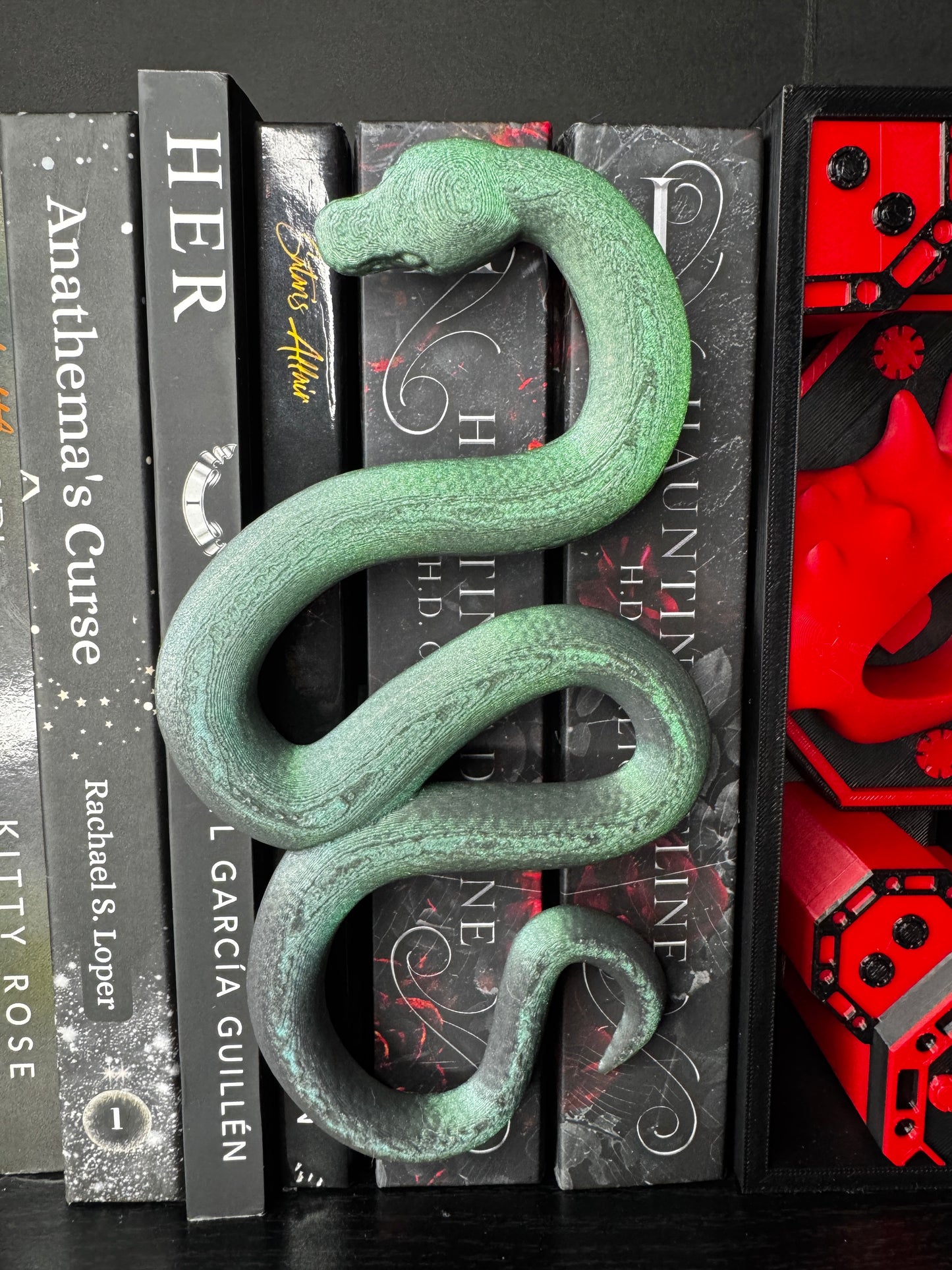 Snake Bookshelf Decor with Hidden Book Plate