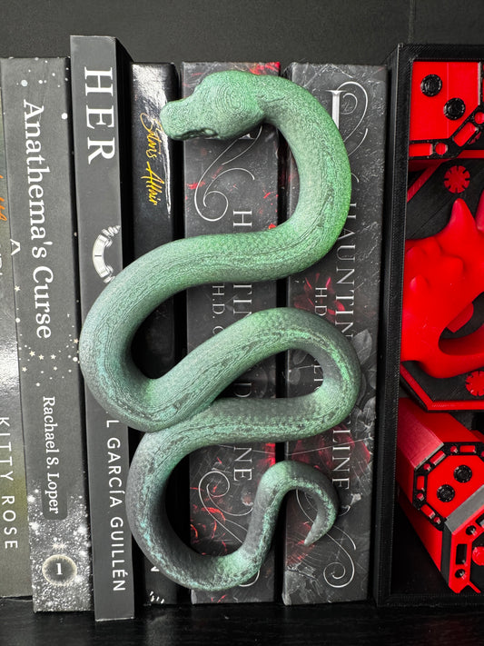 Snake Bookshelf Decor with Hidden Book Plate