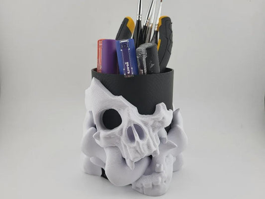 Skull of Shadows Pen Holder – 3D Printed Gothic Desk Organizer