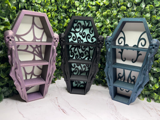 Mini Coffin Trinket Shelf | Freestanding Gothic Shelf | Dark Academia Decor | Spooky Cute Display