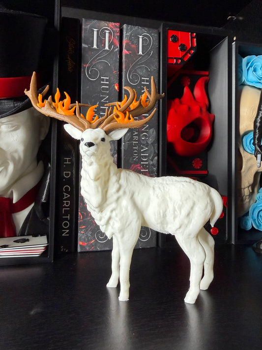 Stag Figurine with Optional Flames | Deer Decor | Fantasy Shelf Decor