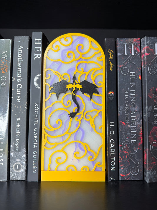 Dragon Stained Glass Book Nook | LED Tealight Bookshelf Insert | Gothic Fantasy Shelf Decor