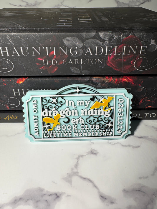 In My Dragon Era Book Club Ticket Sign | Bookshelf Decor | Optional Magnet | Enclosure Decor