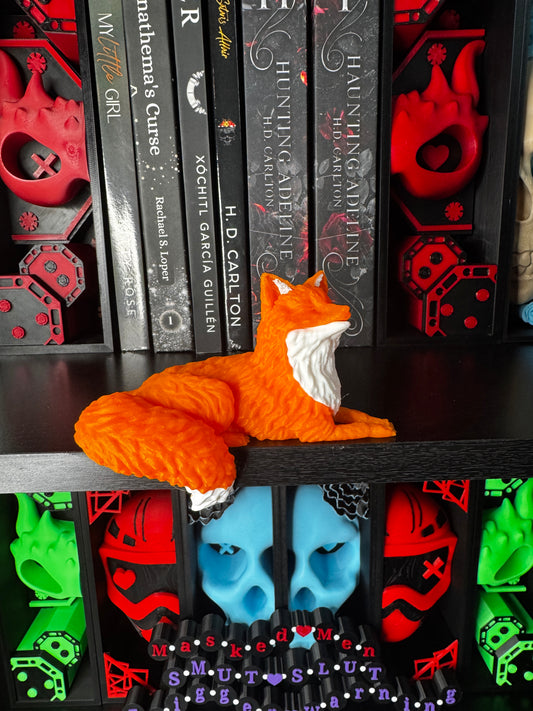 Fox Shelf Sitter | 3D Printed Woodland Bookcase Decor | Cozy Forest Animal Shelf Accent