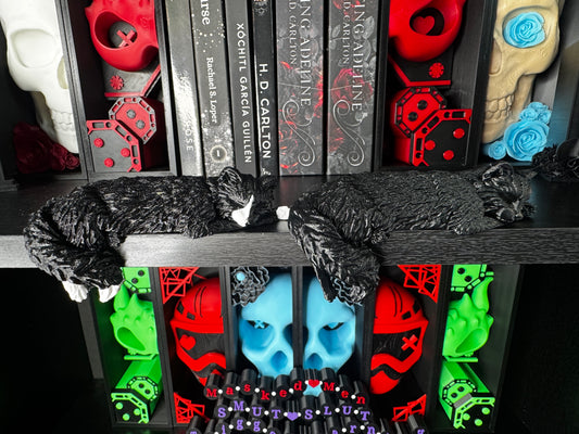 Sleeping Cat Shelf Sitter | 3D Printed Cat Bookshelf Decor | Gothic Shelf Decor | Solid Color or 2-Color Option