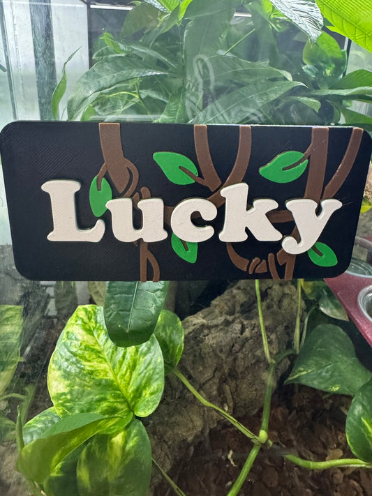 Personalized Reptile Enclosure Name Sign | Custom Tank Name Plaque | Terrarium Decor | Glass or Mesh Enclosure Sign