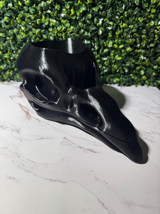 Raven Skull Planter w/ Drip Tray